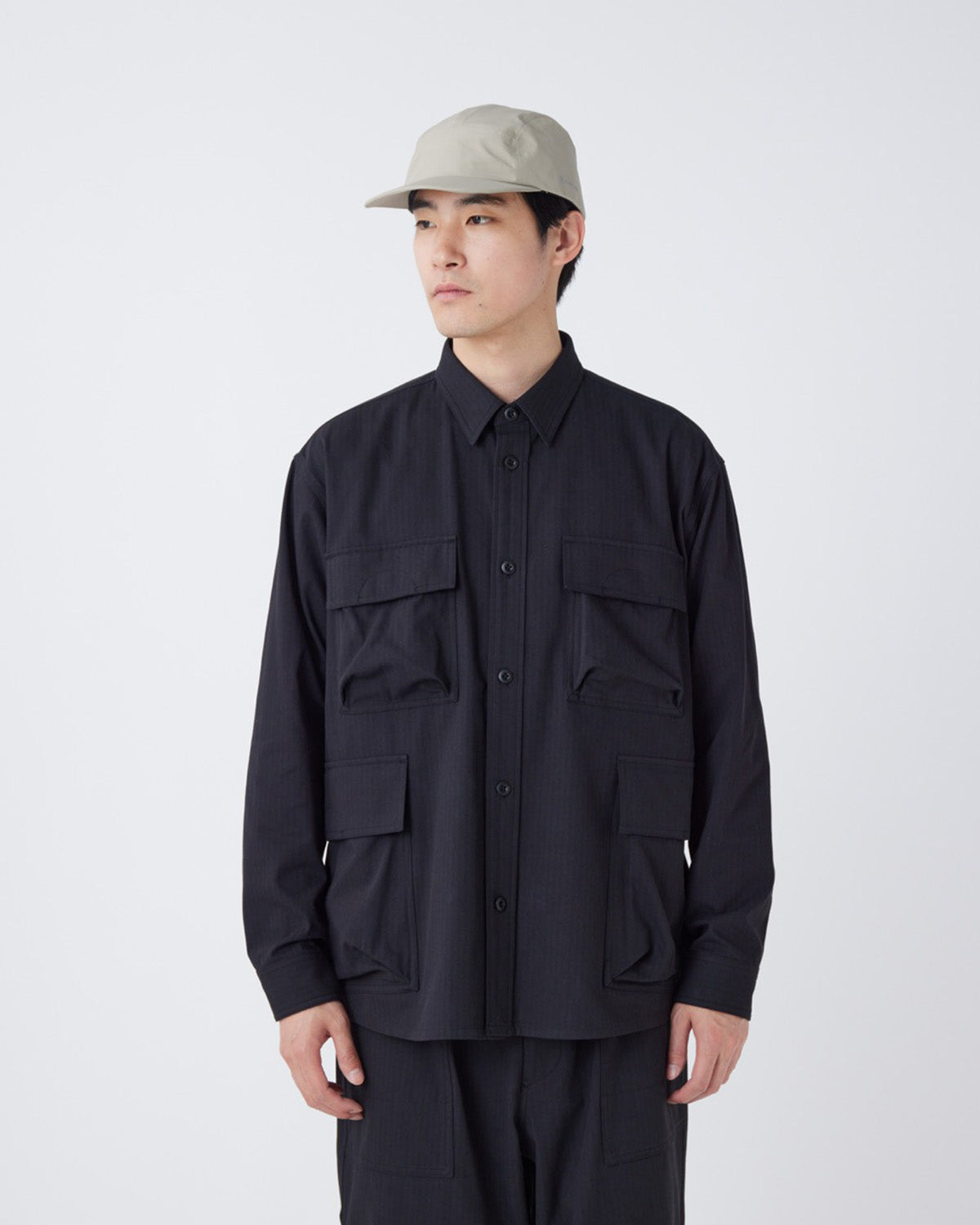 TAKIBI Herringbone Shirt Jacket