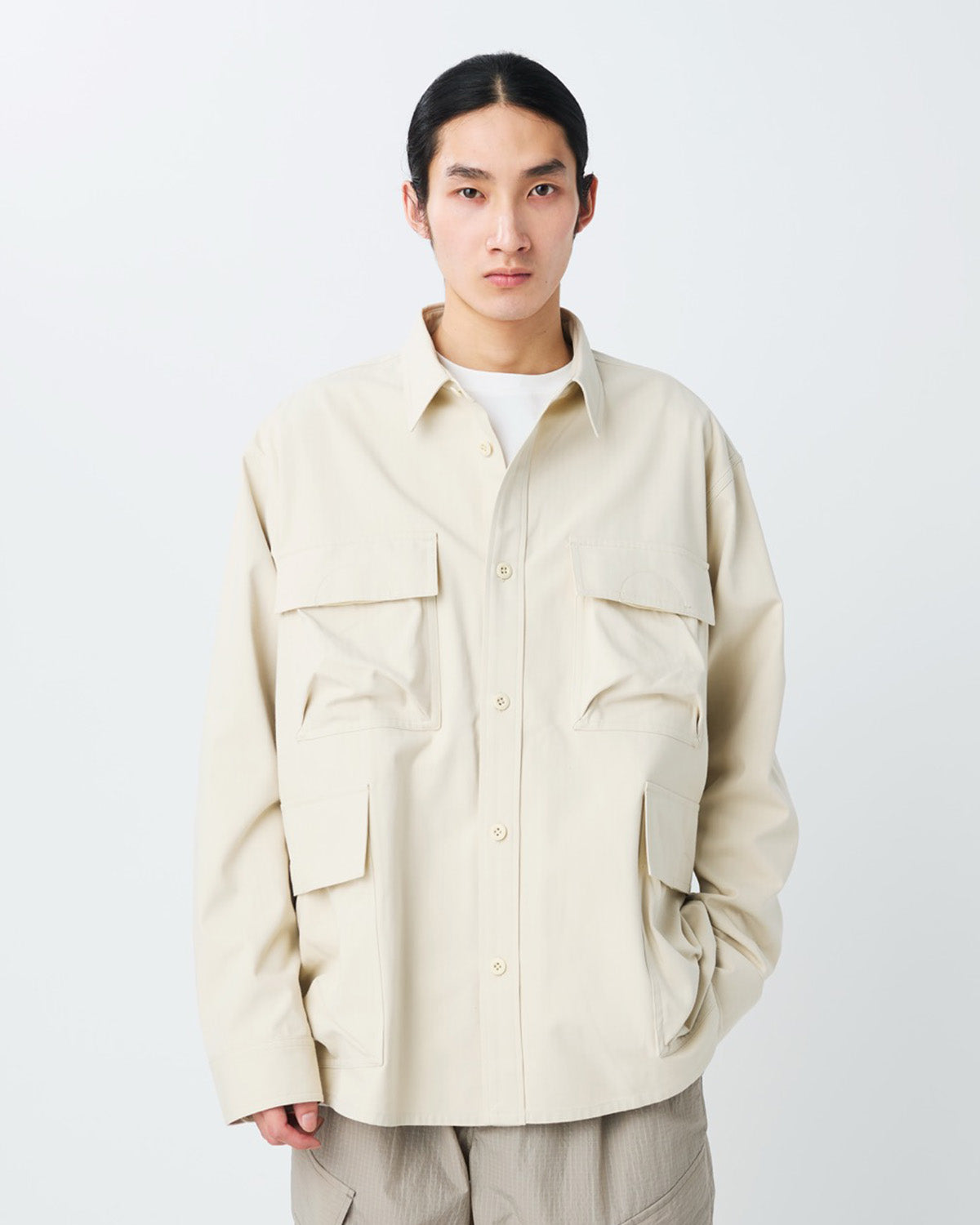TAKIBI Herringbone Shirt Jacket