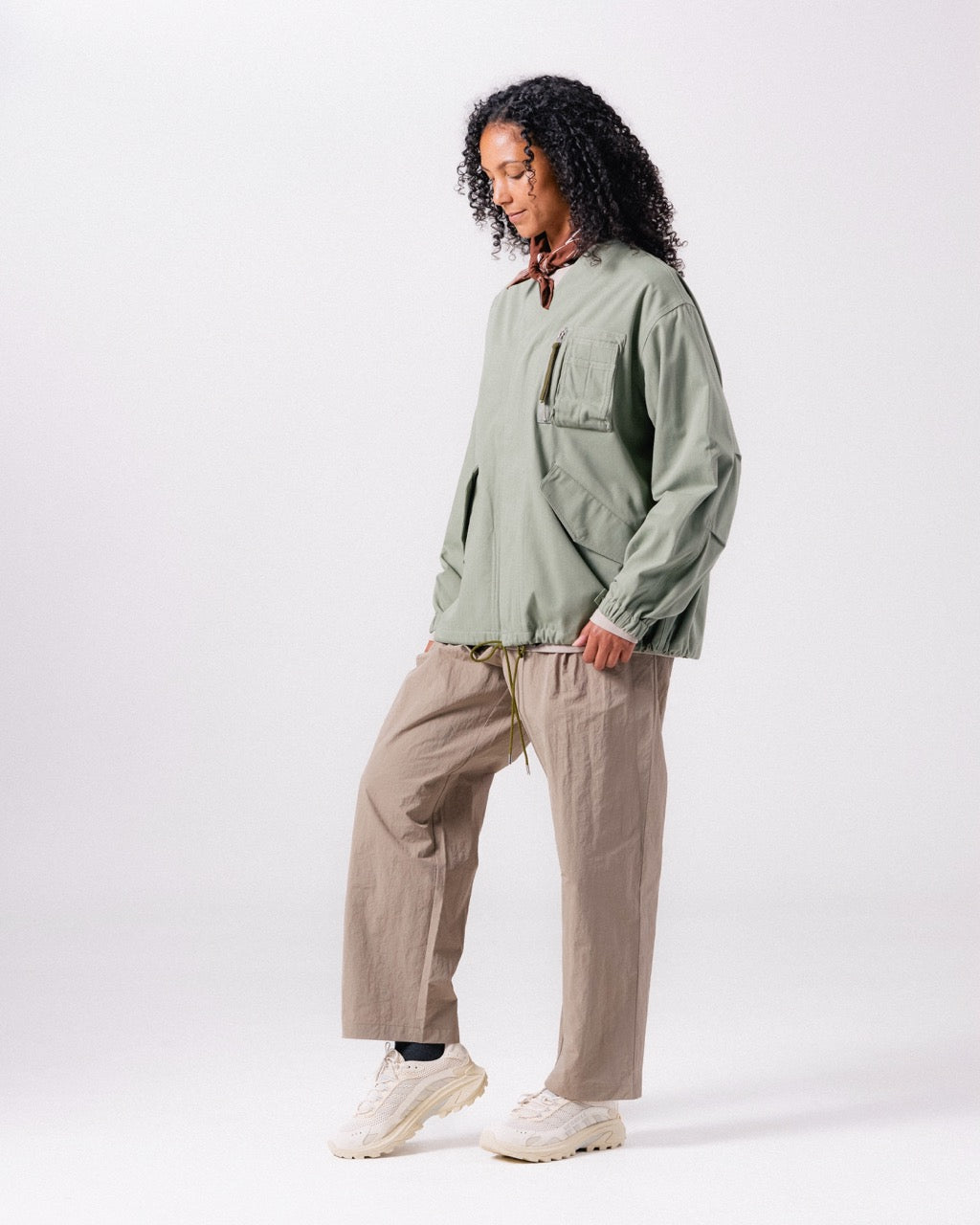 TAKIBI Herringbone Collarless Jacket