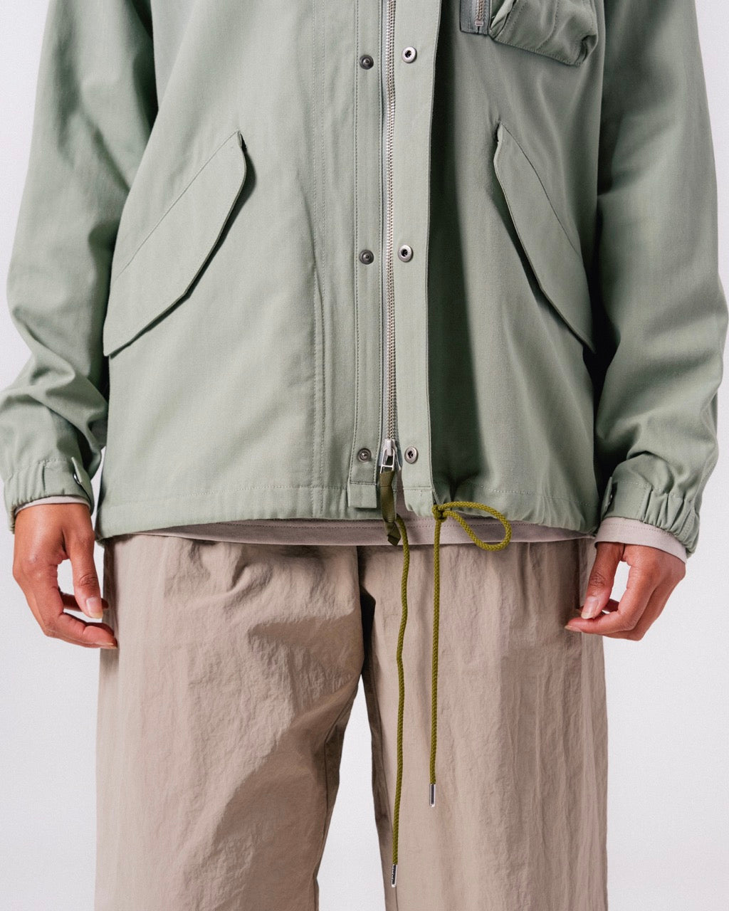 TAKIBI Herringbone Collarless Jacket