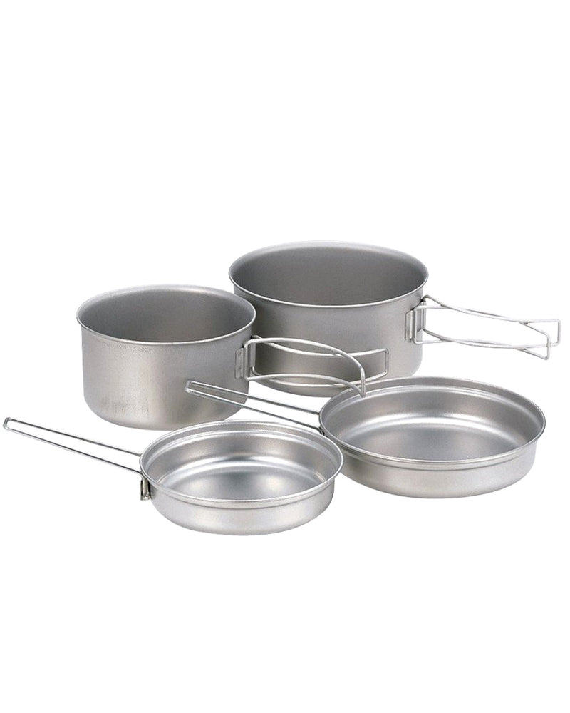 5 Pc Stainless Steel Camp Cookware Set Nesting Pots Pans Hiking